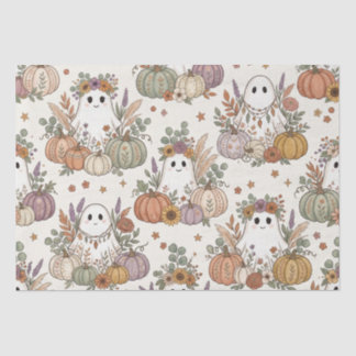 Papier Mousseline Citrouille Fleurie de Fantôme Bohème Halloween