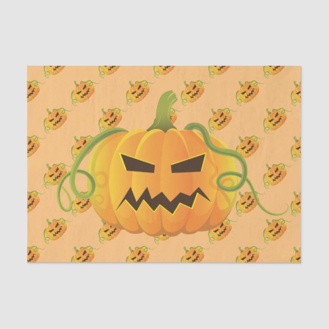 Papier Mousseline Citrouille Orange Halloween sans couture Motif (Recto)