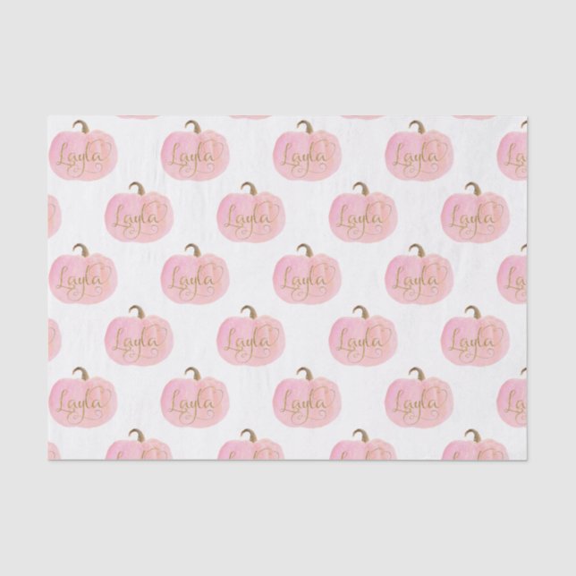 Papier Mousseline Citrouille rose Automne Gold LAYLA Nom personnalis (Recto)