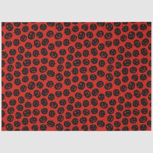 Papier Mousseline Citrouille rouge d'Halloween Vintage (Recto)