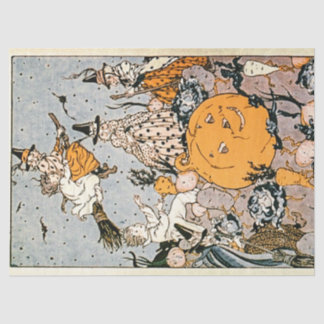 Papier Mousseline Citrouille vintage d'Halloween et sorcières avec s