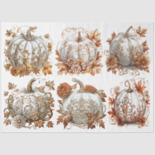 Papier Mousseline Citrouilles blancs