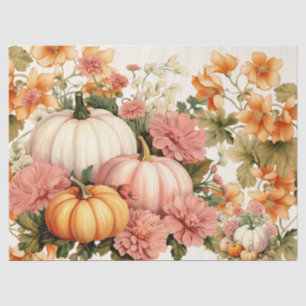 Papier Mousseline Citrouilles d'aquarelle et découpage de feuillage 