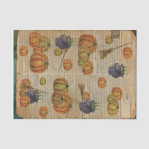 Papier Mousseline Citrouilles et Cauldron Pages Vintages Découpage