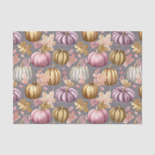 Papier Mousseline Citrouilles et fleurs d'automne motif de découpage