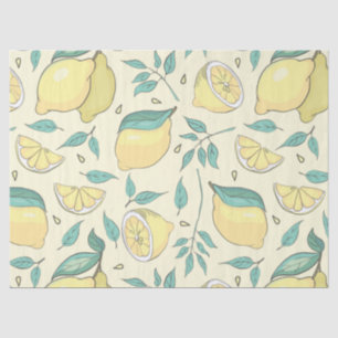 Papier Mousseline Citrus de citron moderne jaune d'été Personnalisé
