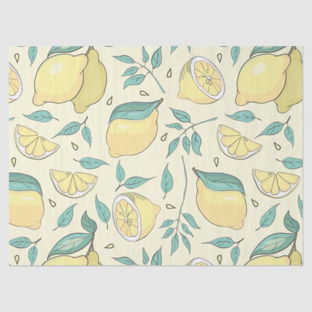 Papier Mousseline Citrus de citron moderne jaune d'été Personnalisé (Recto)