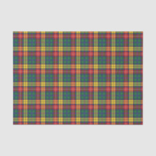 Papier Mousseline Clan Plaid Buchanan jaune rouge vert Tartan