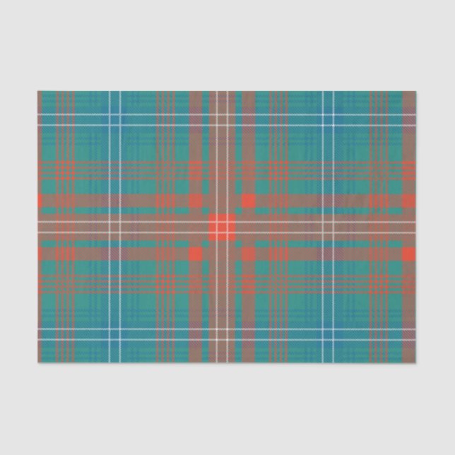 Papier Mousseline Clan Wilson Orange Turquoise Plaid Check Tartan (Recto)