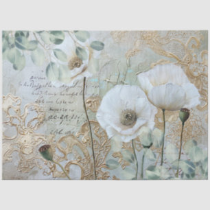 Papier Mousseline Classic Country Pies blanches chic et Eucalyptus