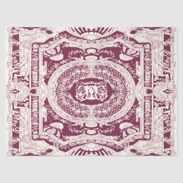 Papier Mousseline Classic élégant élégant Burgundy Ornament baroque (Recto)