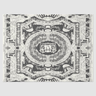 Papier Mousseline Classic élégant élégant noir ornement baroque