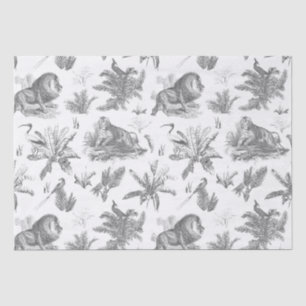 Papier Mousseline Classic Elegant Lion Tiger Gris Toile