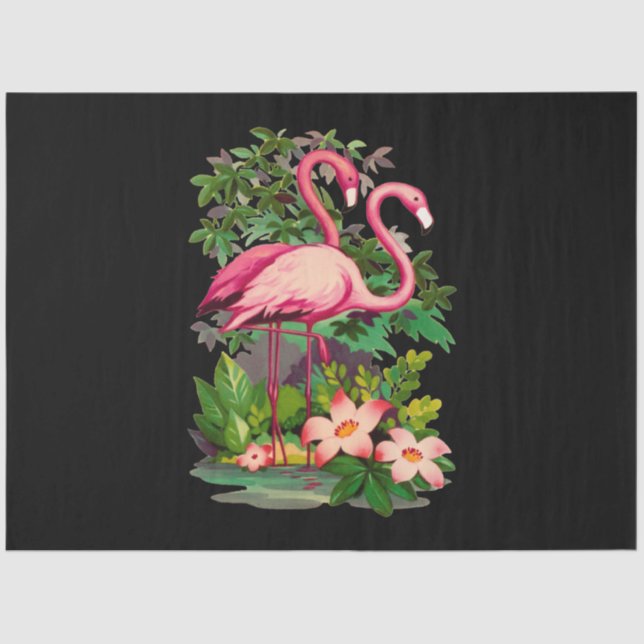 Papier Mousseline Classic Flamants roses roses rétro (Recto)