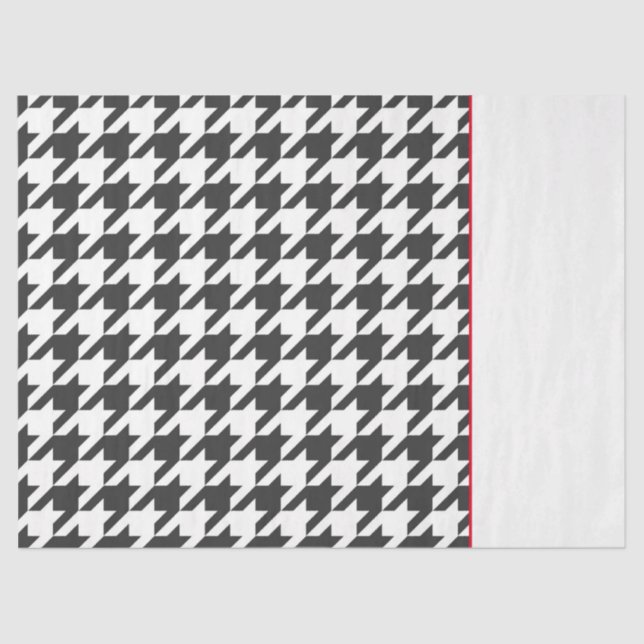 Papier Mousseline Classic Houndstooth noir blanc rouge intemporel (Recto)