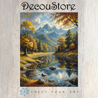 Papier Mousseline Classic Mountain Landscape Decoupage