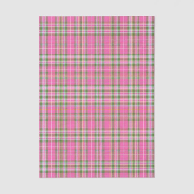 Papier Mousseline Classic Pink & Green Tartan Plaid (Recto)
