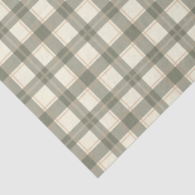 Papier Mousseline Classic Sage Tartan  (Détail)
