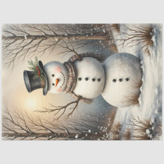 Papier Mousseline Classic Snowman in Winter | Vintage Christmas