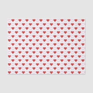 Papier Mousseline Classique Cute Hearts Rouge Rose Blanc Motif