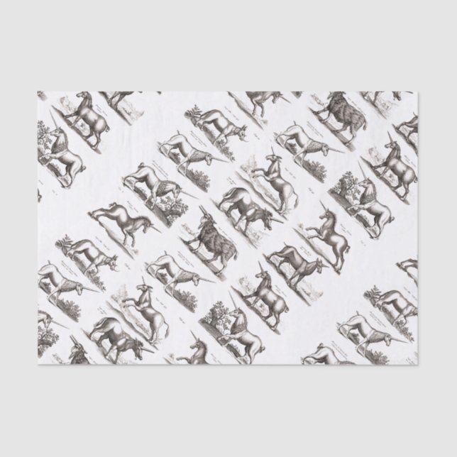 Papier Mousseline Classique Unicorne Antique Mythique Magie Créature (Recto)