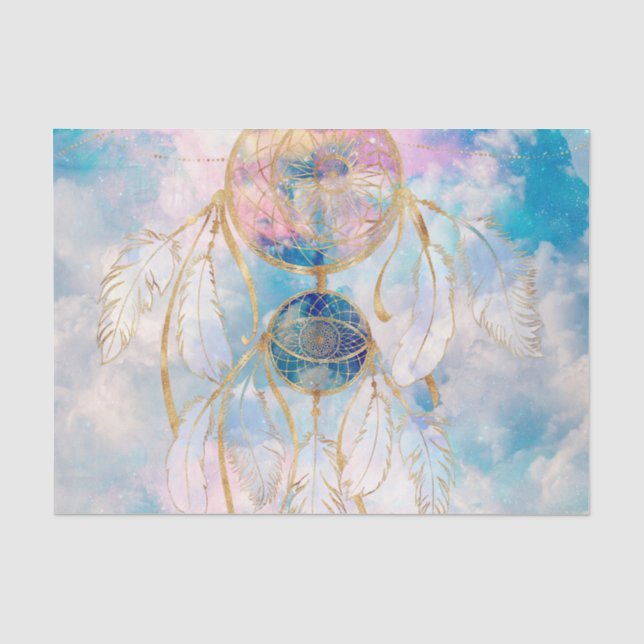 Papier Mousseline Classy Gold Dreamcatcher Rainbow Clouds Sky design (Recto)