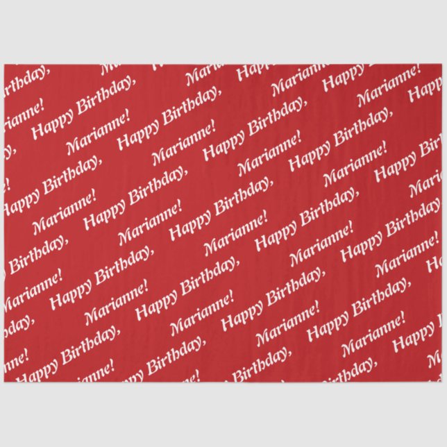 Papier Mousseline Classy Happy Birthday Name Red Tissue Paper (Recto)