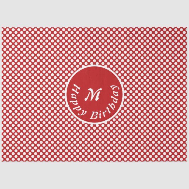 Papier Mousseline Classy Joyeux Anniversaire Rouge Polka Dot Tissu P (Recto)