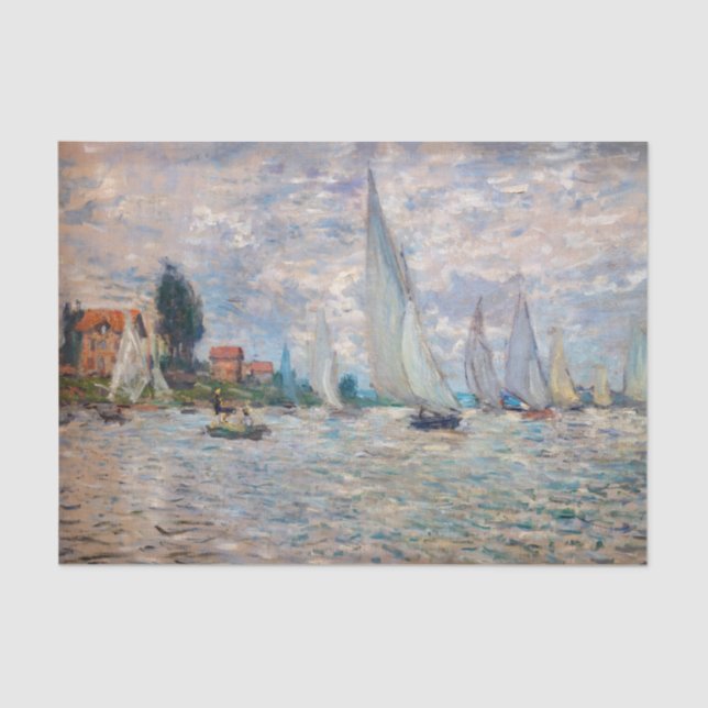 Papier Mousseline Claude Monet - Bateaux Regatta à Argenteuil (Recto)