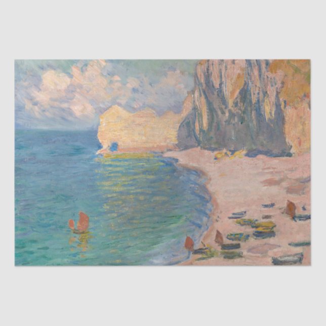 Papier Mousseline Claude Monet - Etretat : Plage et Falaise d'Amont (Recto)