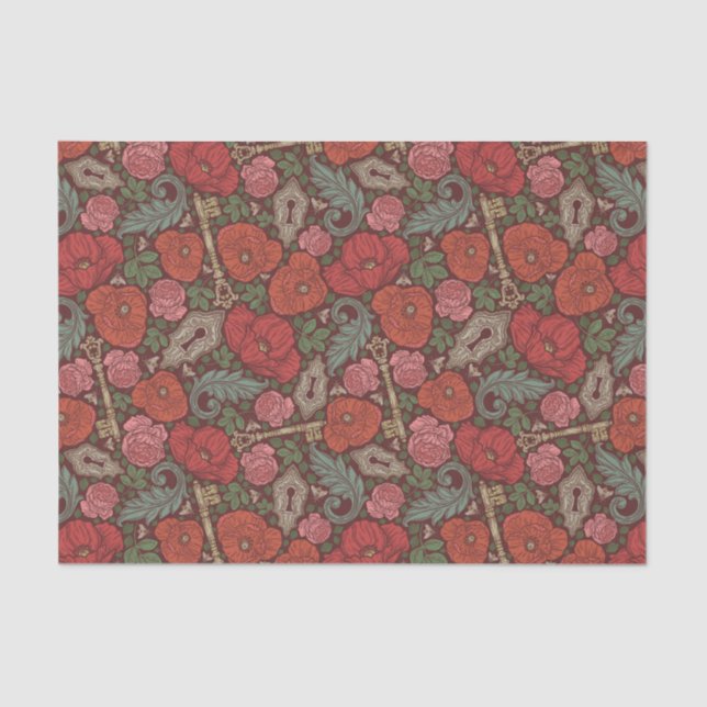 Papier Mousseline Clé de serrure ancienne Steampunk victorienne Coqu (Recto)