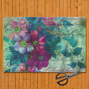Papier Mousseline Clematis Vine écriture Plum Ephemera Découpage