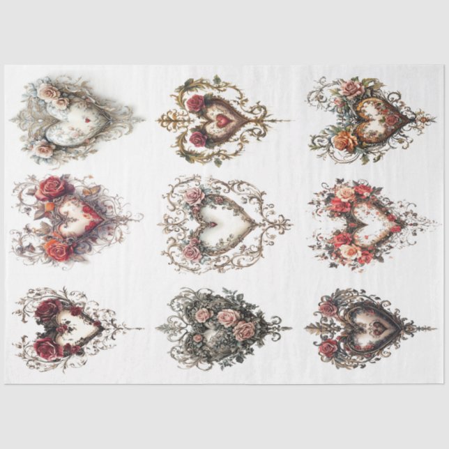 Papier Mousseline Clip Art Valentine Coeurs (Recto)