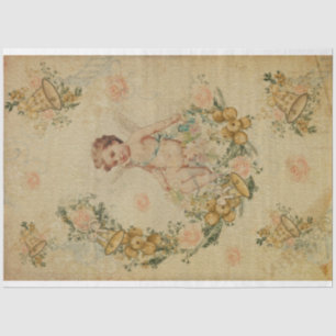 Papier Mousseline Cloches de Noël Angel vintage et roses roses