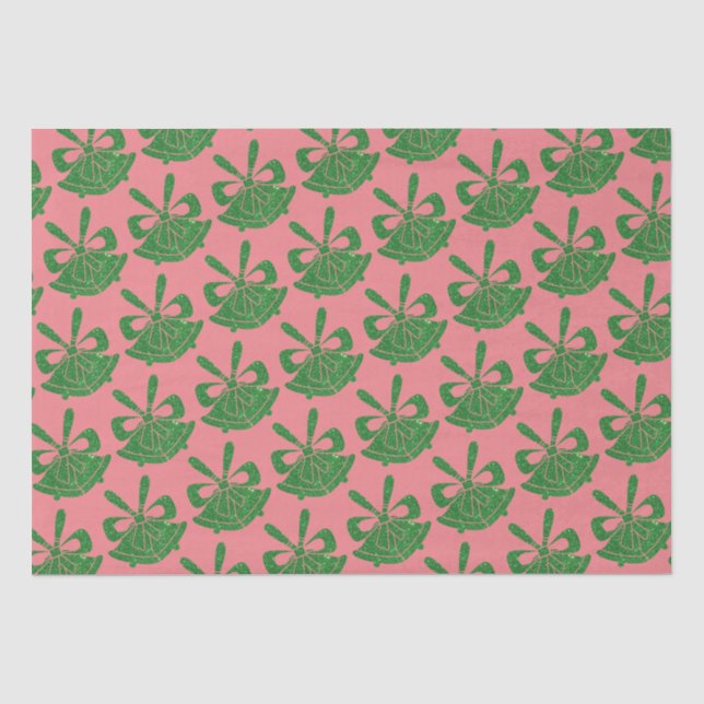 Papier Mousseline Cloches de Parties scintillant verte en vacances r (Recto)