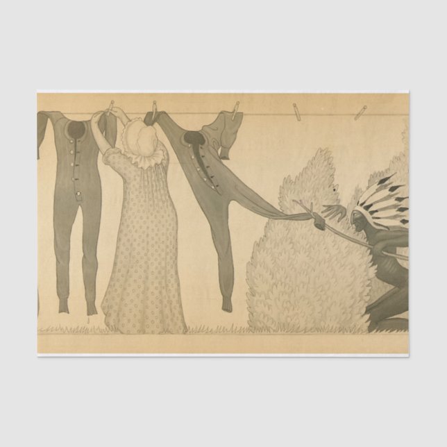 Papier Mousseline Clothesline, Savage Iowa, 1923 par Grant Wood (Recto)
