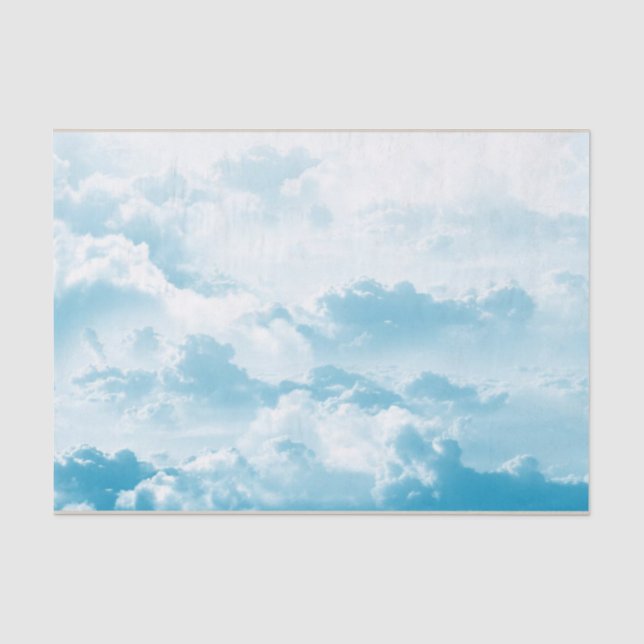 Papier Mousseline Clouds blancs floffants Ciel bleu Découpage (Recto)
