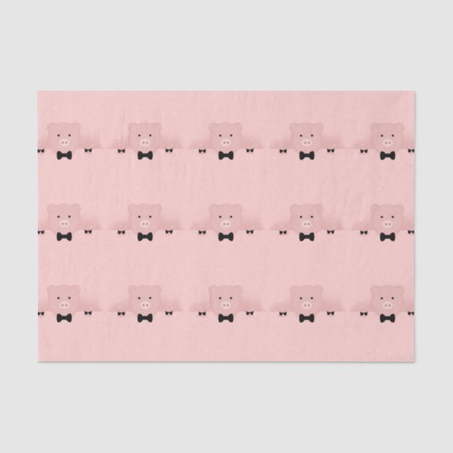 Papier Mousseline Cochon rose lunatique en Motif de Cravate de cabot (Recto)