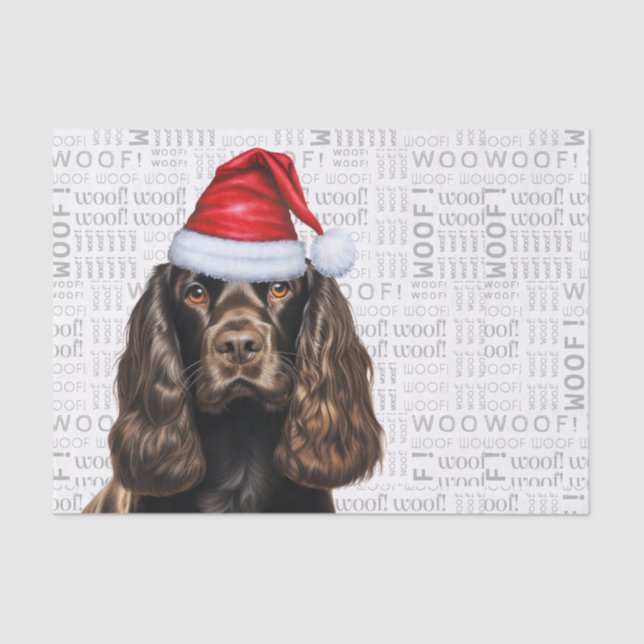 Papier Mousseline Cocker au foie Spaniel Chien Festif Noël Fête (Recto)