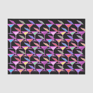 Papier Mousseline Cocktails colorés sur Motif noir