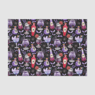 Papier Mousseline Cocktails et potions d'Halloween violet rouge