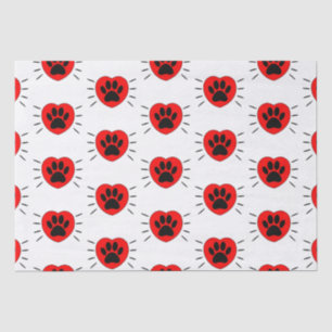 Papier Mousseline Coeur Amoureux des chiens Et Empreinte de patte