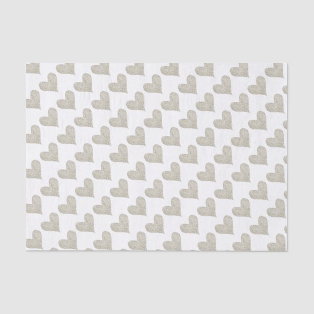 Papier Mousseline Coeur argenté de parties scintillantes (Recto)