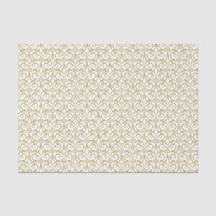 Papier Mousseline Coeur blanc et or élégant