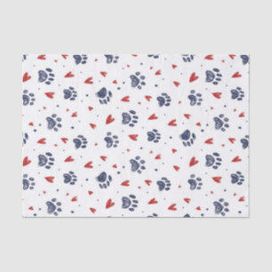 Papier Mousseline Cœur de motif d'empreinte de patte d'animal pour l