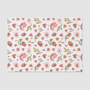 Papier Mousseline Cœur de roses rouges motif doux Saint-Valentin