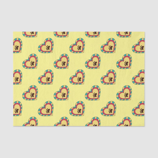 Papier Mousseline Coeur Empreinte de patte (Recto)
