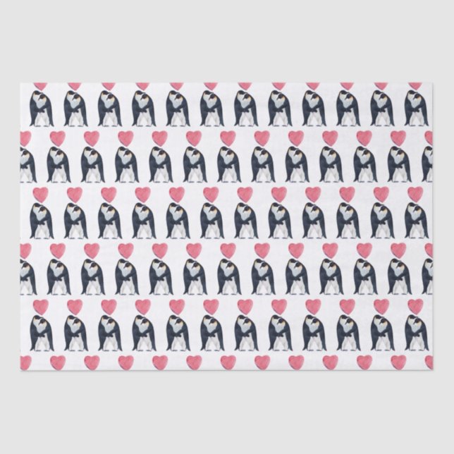 Papier Mousseline Coeur Penguin de l'empereur couple  (Recto)