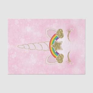 Papier Mousseline Cœur Rose Étoile Arc-en-Ciel Doré Corne de Licorne