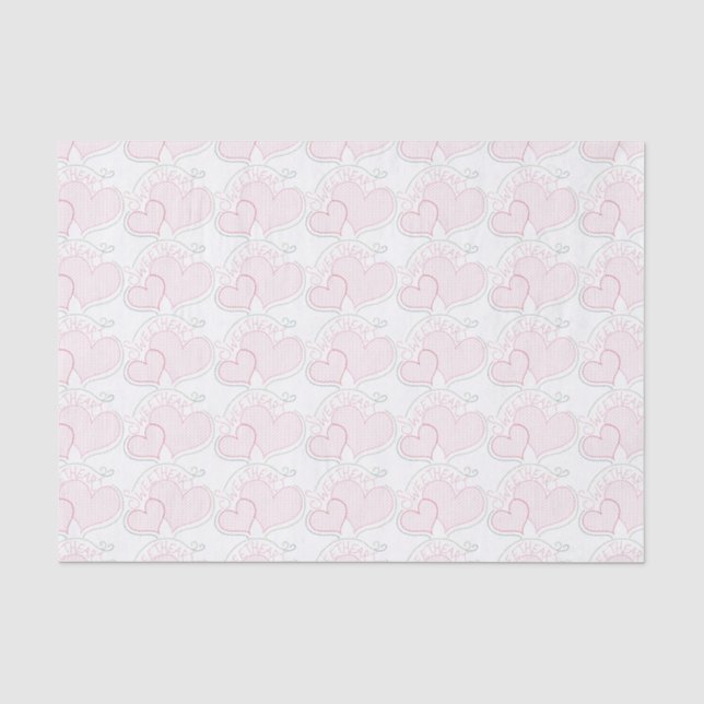 Papier Mousseline Coeurs à point croisé Papier de tissus amoureux (Recto)
